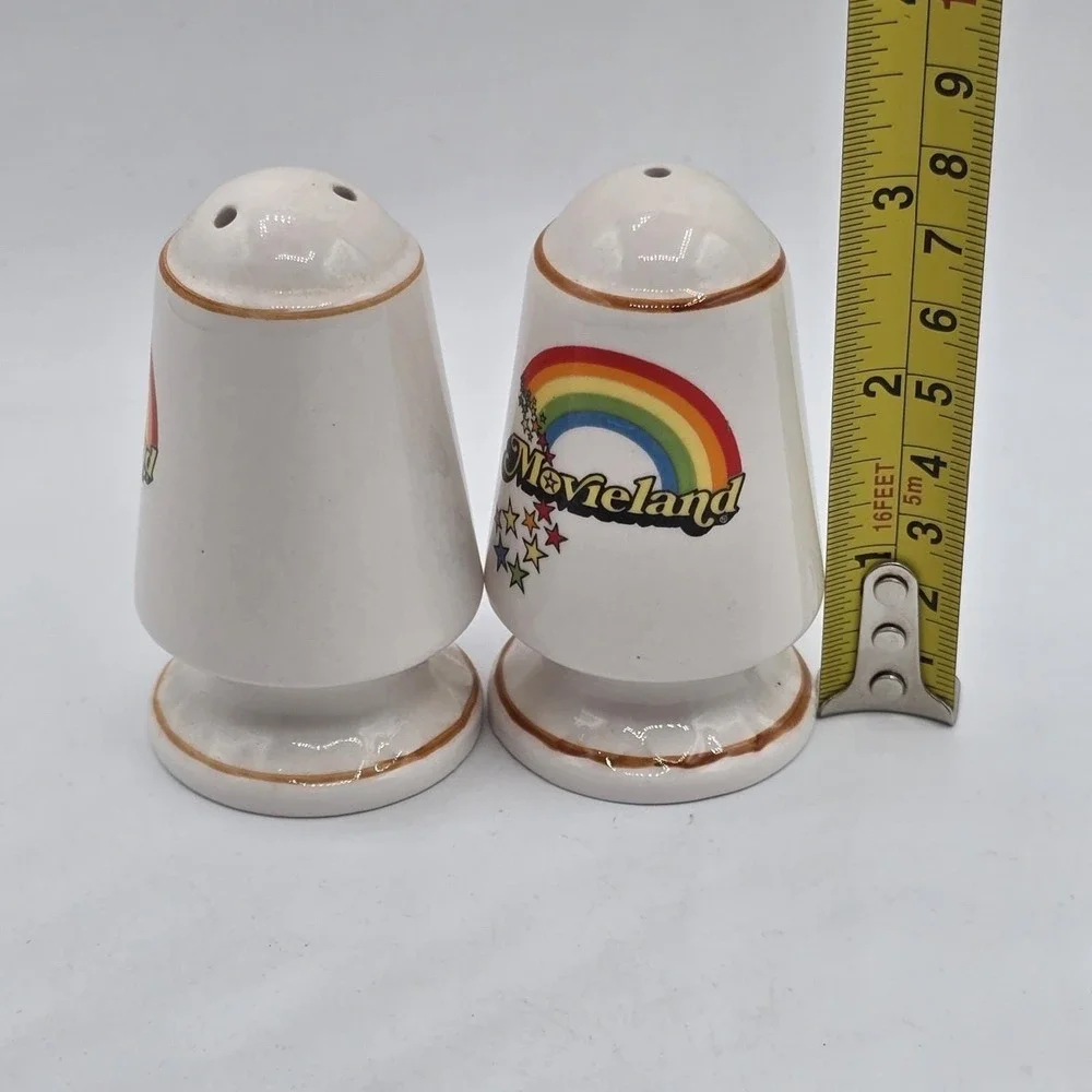 Movieland Souvenir Salt and Pepper Shaker Set Rainbow Vintage Ceramic